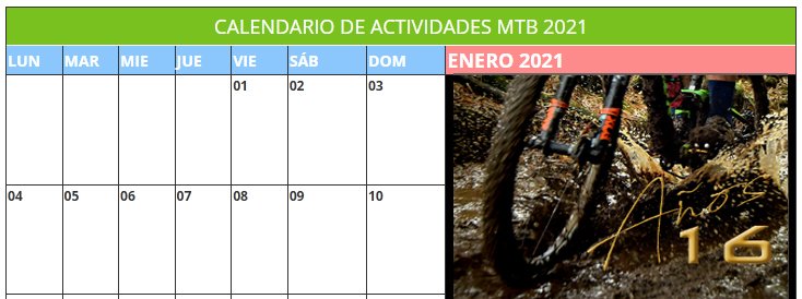 Calendario Nacional de MTB 2021