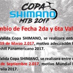 Cambio de fechas 2ª y 6ª válida Copa Colombia Shimano 2017